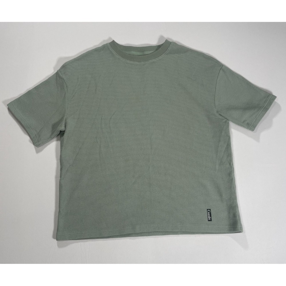 Comfrt Men's Size Medium Waffle Knit Olive Green Short Sleeve T-Shirt‎ 2025